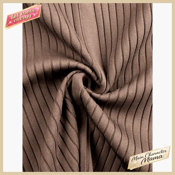 Cross Strap Ribbed Bandage Bodycon Midi Dress Long Sleeve Fall Party Wear - Picture 6 of 6